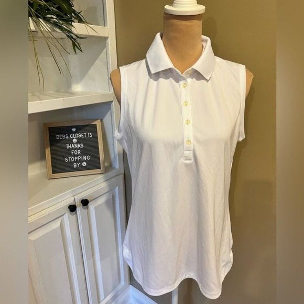 Nike Golf Women’s Top Size Large White Tour Performance Dri Fit Sleeveless